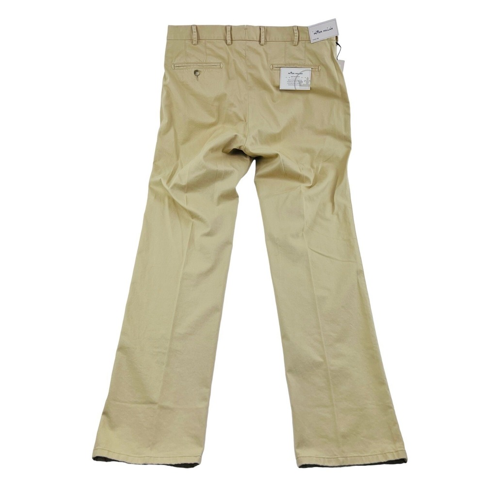 NWT Peter Millar Desert Sand Flat Front Cotton Spandex Pants Mens Size 36X34 - Picture 4 of 6
